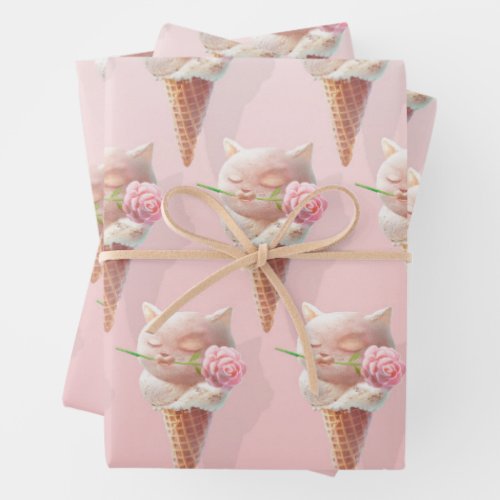 Summer Rose Ice Cream Wrapping Paper Sheets
