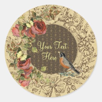 Summer Roses Classic Round Sticker by EnKore at Zazzle