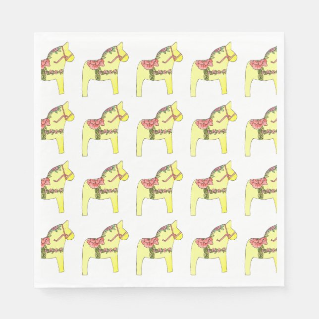 Summer Roses Dala Horse Paper Napkins (Front)