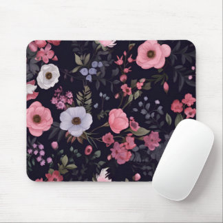 Summer Roses On Black Mouse Pad