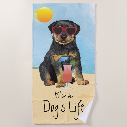 Summer Rottweiler Beach Towel