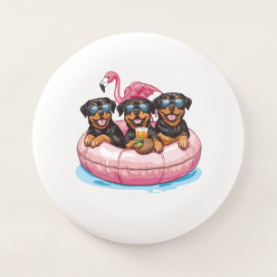Summer Rottweiler Dogs Flamingo Pool Tube Wham-O Frisbee