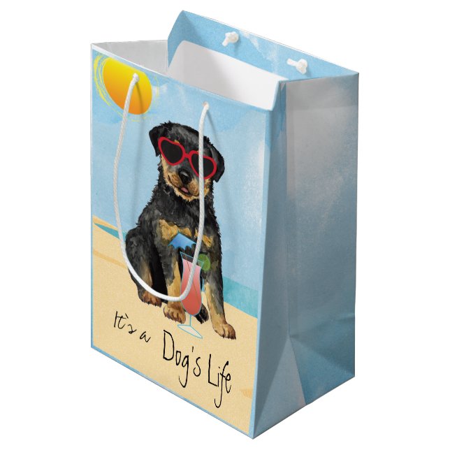 Summer Rottweiler Medium Gift Bag (Front Angled)