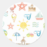 Summer Round Sticker - Classic Glossy Sticker