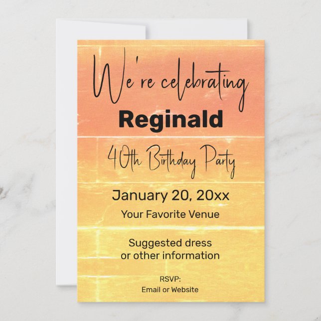 Summer Rustic Casual Yellow Peach Birthday Party Invitation (Front)