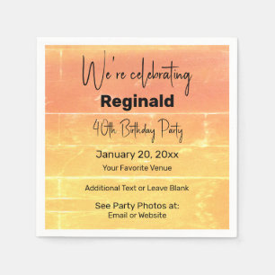 Summer Rustic Casual Yellow Peach Birthday Party Napkins