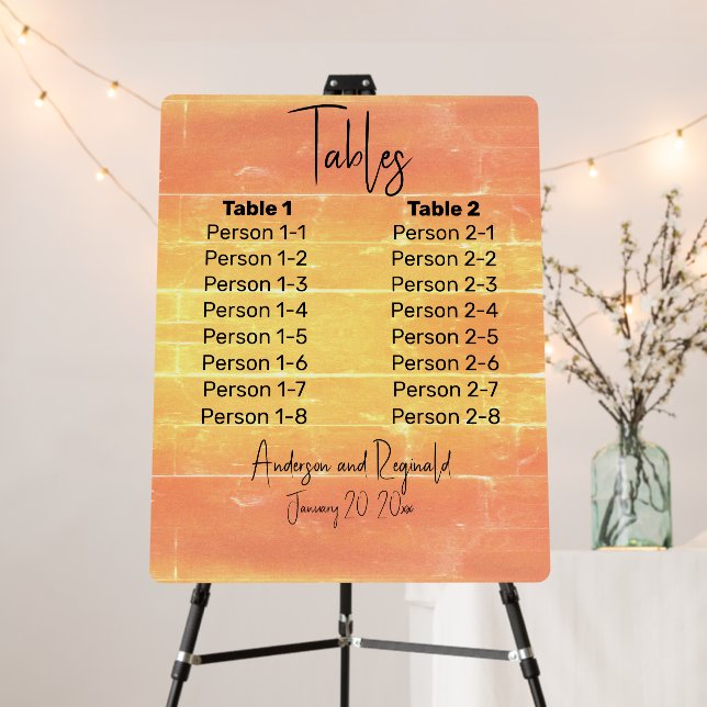 Summer Rustic Casual Yellow Peach Reception 8x2 Foam Board (In Situ (Stand))