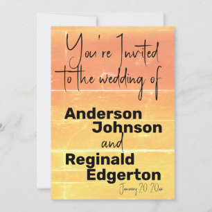 Summer Rustic Casual Yellow Peach Wedding Invitation