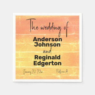 Summer Rustic Casual Yellow Peach Wedding Napkins