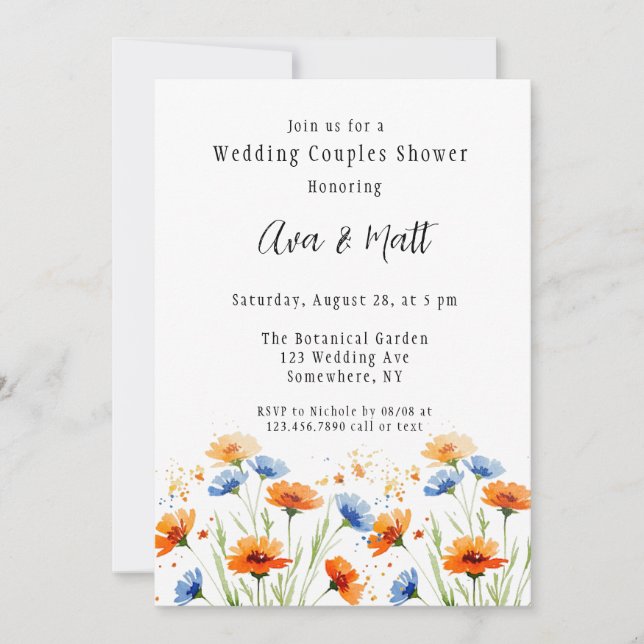 Summer’s Embrace Wildflower Wedding Couples Shower Invitation (Front)