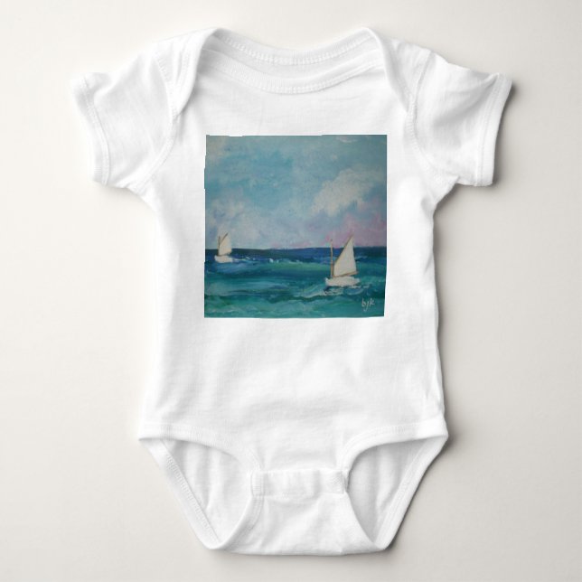Summer Sailboat Babywear Baby Bodysuit (Front)