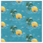 Summer Sailboat Sunset Nautical Coastal Beach Fabric