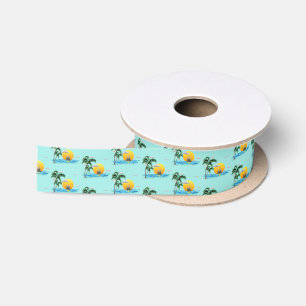Summer Sailboat Sunset Nautical Coastal Satin Ribbon