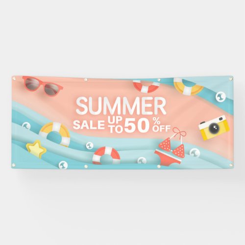 Summer Sale Beach Shop 50 Off Sale  Banner