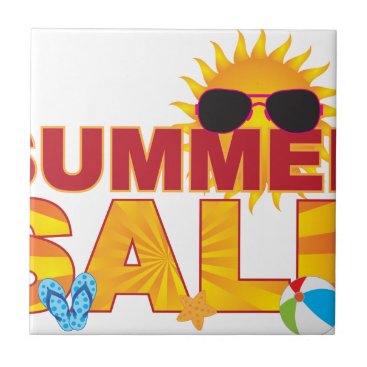 Summer Sale Beach Theme Banner Illustration Ceramic Tile Summer Sale Beach Theme Banner Illustration Ceramic Tile