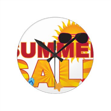 Summer Sale Beach Theme Banner Illustration Round Clock Summer Sale Beach Theme Banner Illustration Round Clock