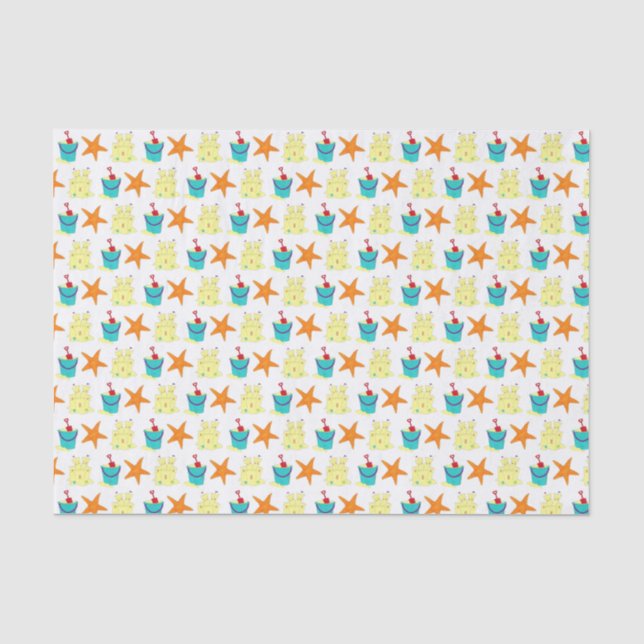 Summer Sand Castle Bucket Pail Beach Party Tissue Paper (Front)