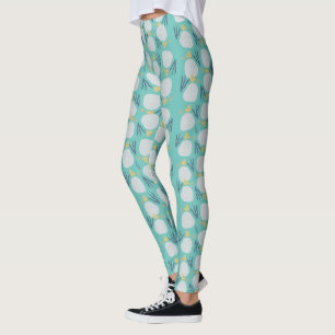 Summer Sand Dollar Botanical Beach Pattern Leggings