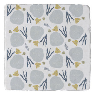Summer Sand Dollar Seashells Beach Pattern Beach  Trivet