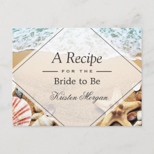 Summer Sandy Beach Starfish Bridal Shower Recipe Postcard