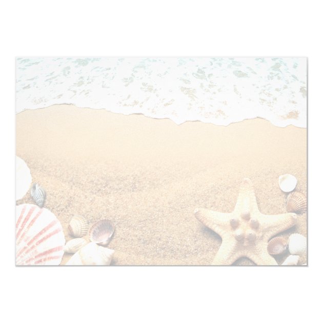 Summer Sandy Beach Starfish Seashell Bridal Shower Invitation