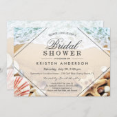 Summer Sandy Beach Starfish Seashell Bridal Shower Invitation (Front/Back)