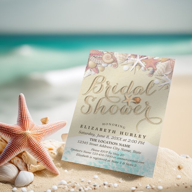 Summer Sandy Beach Wedding Bridal Shower Starfish Invitation (Creator Uploaded)