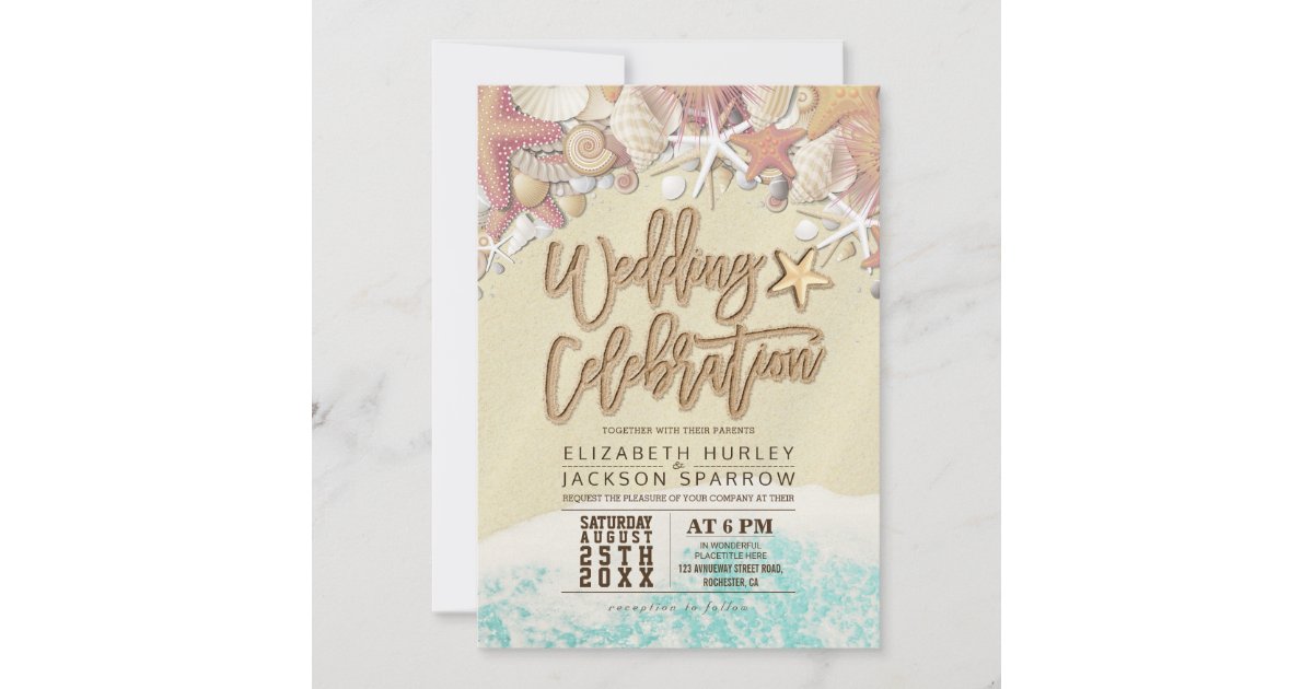 Summer Sandy Beach Wedding Bridal Shower Starfish Thank You Card | Zazzle