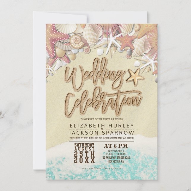 Summer Sandy Beach Wedding Bridal Shower Starfish Thank You Card (Front)