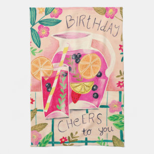 Summer sangria birthday cheers kitchen towel