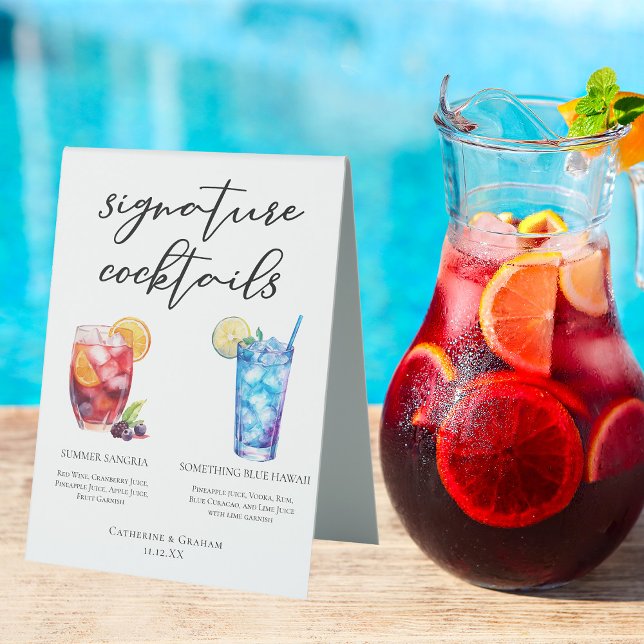 Summer Sangria Blue Beach Signature Cocktails Menu Table Tent (Creator Uploaded)