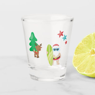 Summer Santa at the Beach Shot Glass