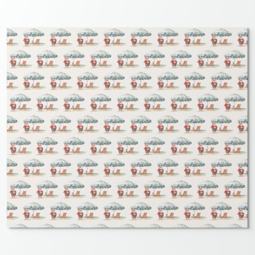 Summer Santa Beach Christmas in July Summer Party Wrapping Paper
