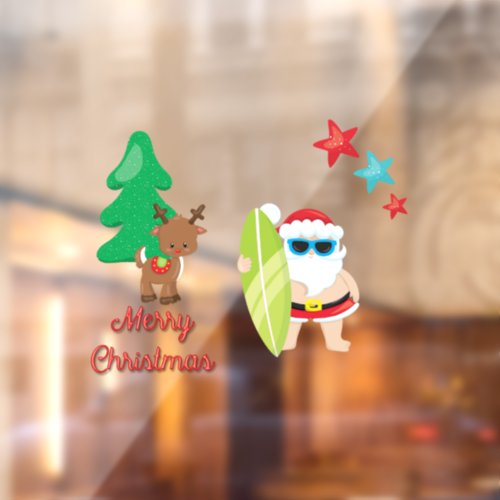 Summer Santa Christmas Holiday  Window Cling