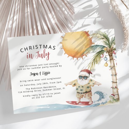 Summer Santa Christmas in July Party Invitation