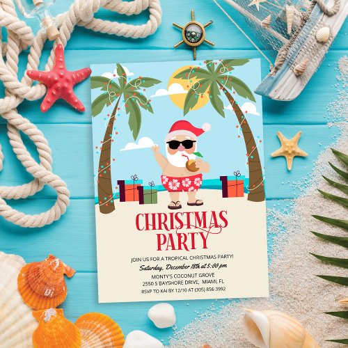 Summer Santa Christmas Party Invitation