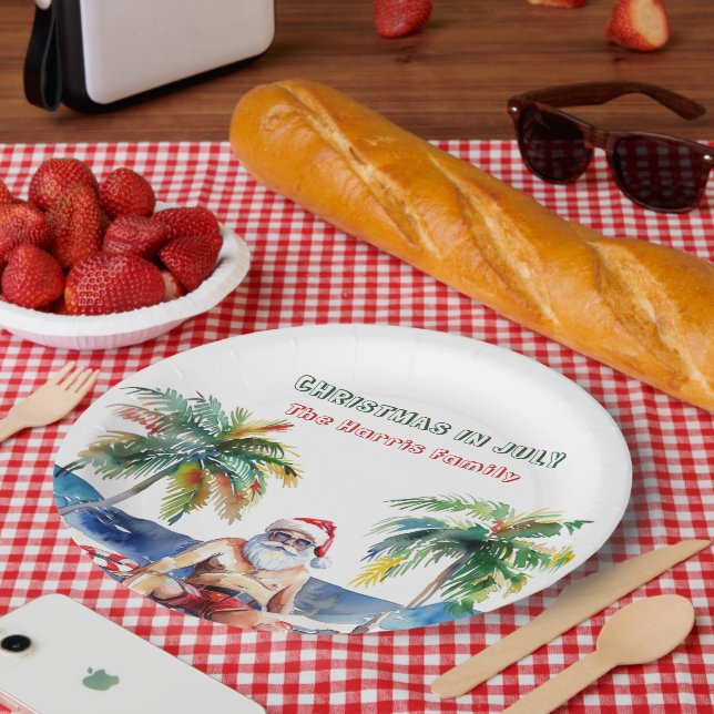 Summer Santa I Christmas In July  Paper Plates (Picnic)