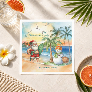 Summer Santa & Snowman Christmas in July  Napkins