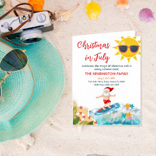 Summer Santa Tropical Beach Christmas In July Invitation