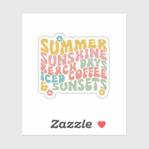 Summer Saying Retro Beach Iced Coffee Sunsets Sticker