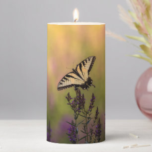 Summer Scene, Butterfly and Loosestrife   Pillar Candle