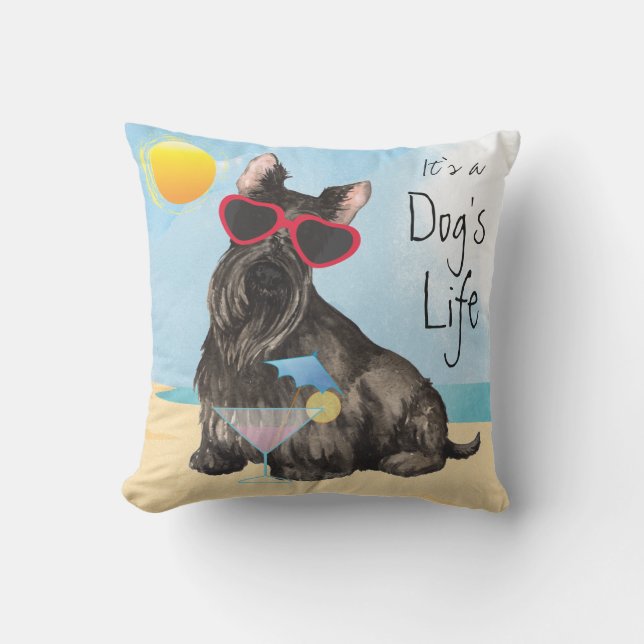 Summer Scottish Terrier Outdoor Pillow (Front)