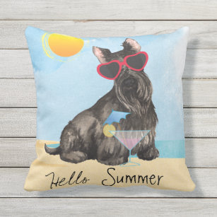 Summer Scottish Terrier Outdoor Pillow
