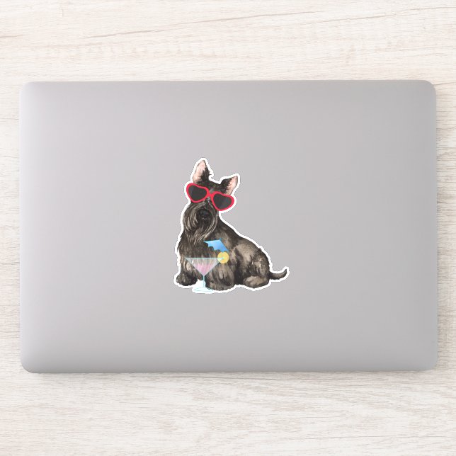 Summer Scottish Terrier Vinyl Sticker (Computer)