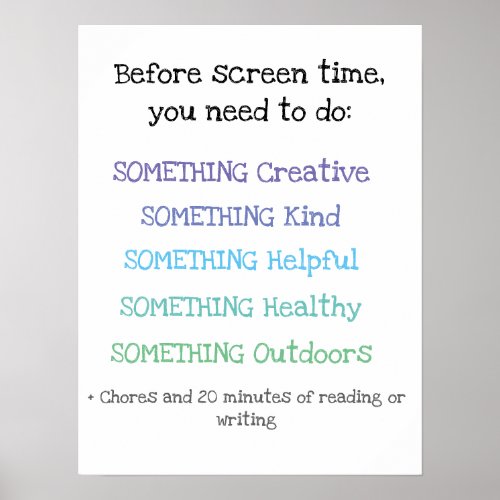 Summer Screen Time Rules simple poster