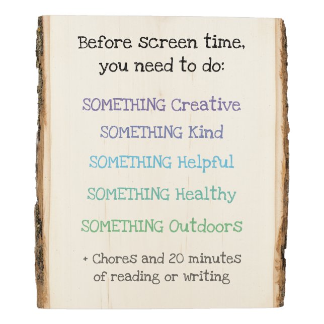 Summer Screen Time Rules Wood Panel (Rotated Right)