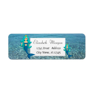 Summer, Sea, Ocean, Mermaids Label
