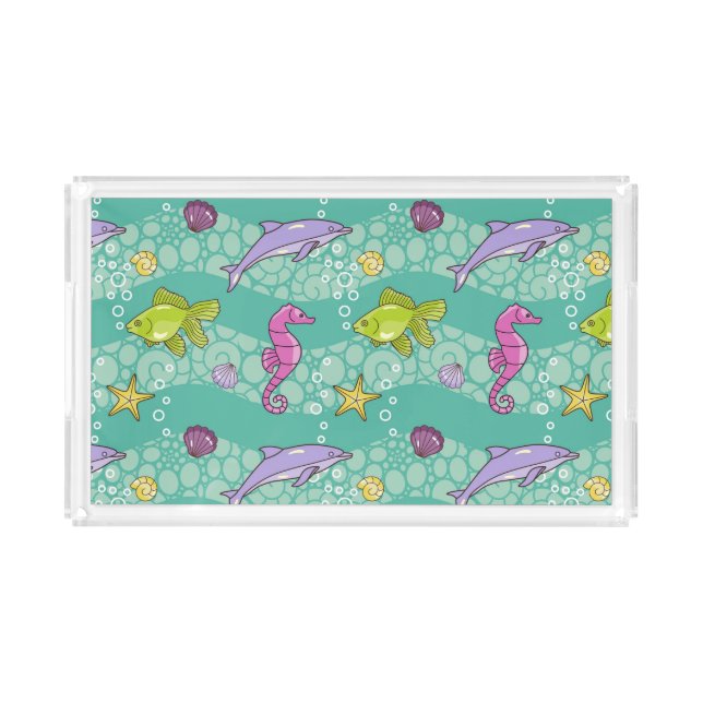 Summer Sea Pattern Acrylic Tray (Front)
