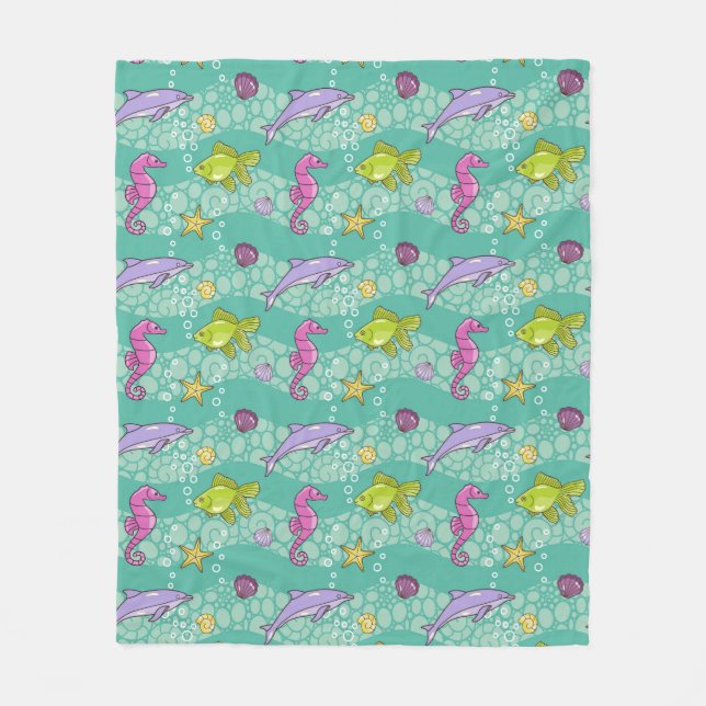 Summer Sea Pattern Fleece Blanket (Front)