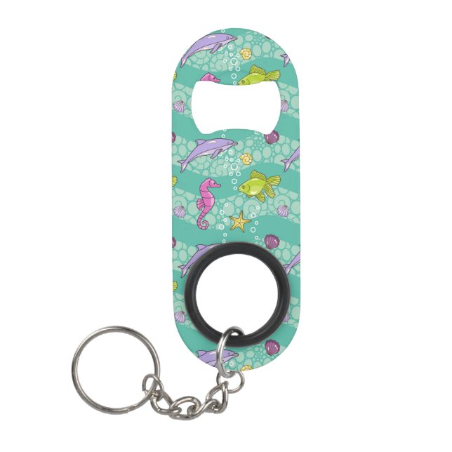 Summer Sea Pattern Keychain Bottle Opener (Front)